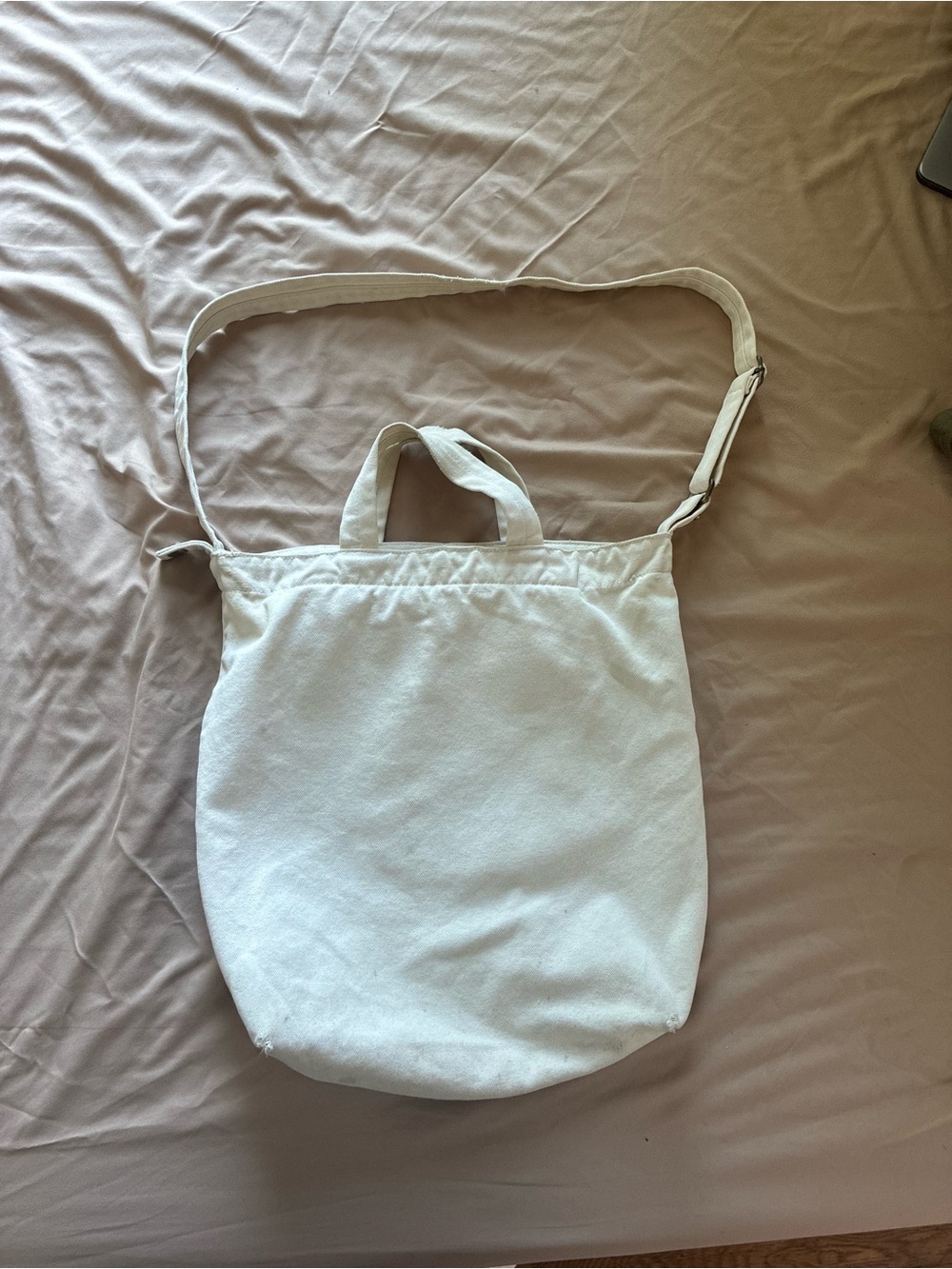 Baggy Cream Canvas Crossbody Tote Bag